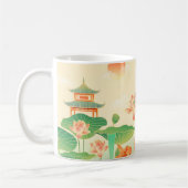 Japanese Garden Koi Pond and Waterlilies Art コーヒーマグカップ (左)