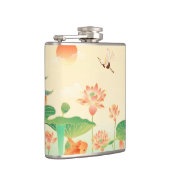 Japanese Garden Koi Pond and Waterlilies Art フラスク (右)