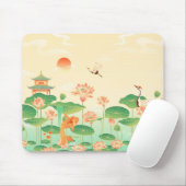 Japanese Garden Koi Pond and Waterlilies Art マウスパッド (マウス)