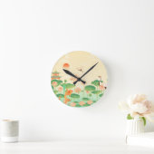 Japanese Garden Koi Pond and Waterlilies Art ラウンド壁時計 (ホーム)