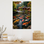 Japanese Garden & Koi Pond - Photographic Image ポスター (キッチン)