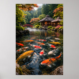Japanese Garden & Koi Pond - Photographic Image ポスター