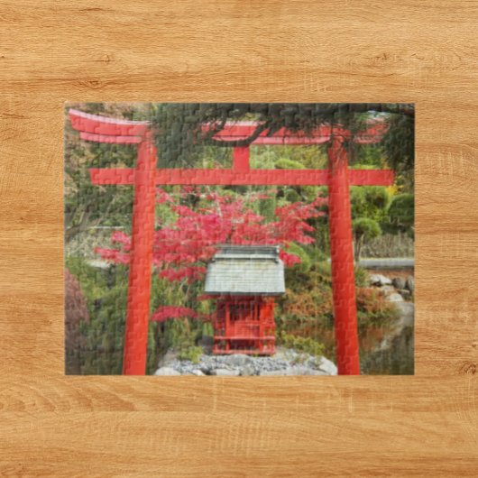 Japanese Garden Red Torii Gate and Shrine Photo ジグソーパズル