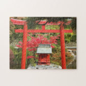 Japanese Garden Red Torii Gate and Shrine Photo ジグソーパズル (横)