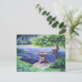 Japanese Garden Watercolor Lanscape Art Postcard ポストカード (スタンド正面)