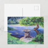 Japanese Garden Watercolor Lanscape Art Postcard ポストカード (正面/裏面)
