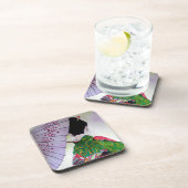 Japanese Geisha art with kimono and umbrella コースター (右側)