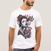 Japanese Geisha Girl Vaporwave Cyberpunk Popart Tシャツ (正面)