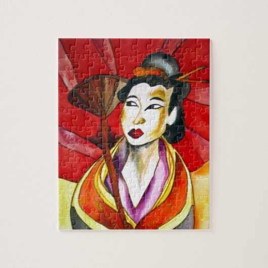 Japanese Geisha original art watercolor painting ジグソーパズル (縦)