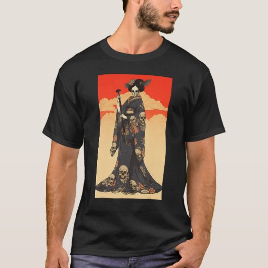 Japanese Geisha Skeleton  Geisha Skull Tシャツ (正面)