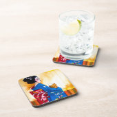 Japanese Geisha with blue kimono コースター (右側)