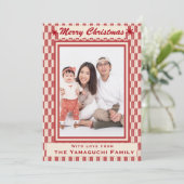 Japanese Geometric Yagasuri Pattern Photo Holiday シーズンカード (スタンド正面)