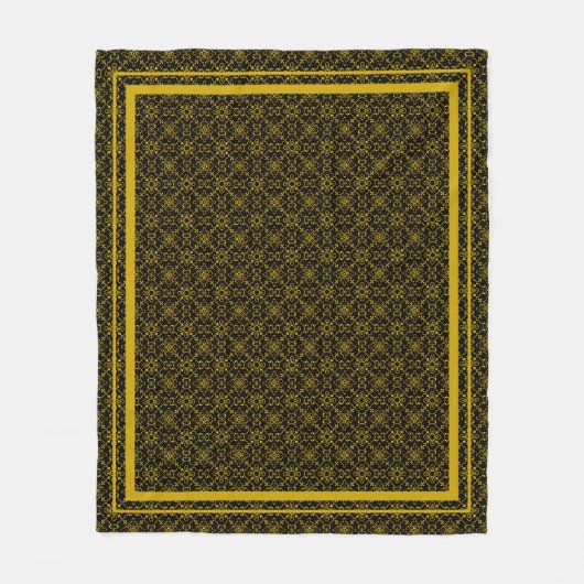 Japanese Gold & Black Hanabishi Pattern フリースブランケット (正面)
