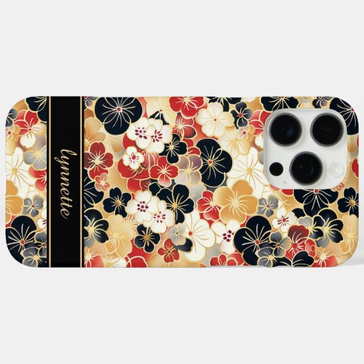 Japanese Gold Floral Pattern Monogrammed Case-Mate iPhoneケース (裏面 (横))