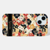 Japanese Gold Floral Pattern Monogrammed Case-Mate iPhoneケース (裏面 (横))