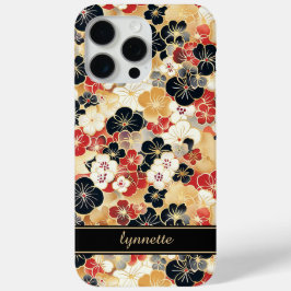 Japanese Gold Floral Pattern Monogrammed iPhone 15 Pro Maxケース
