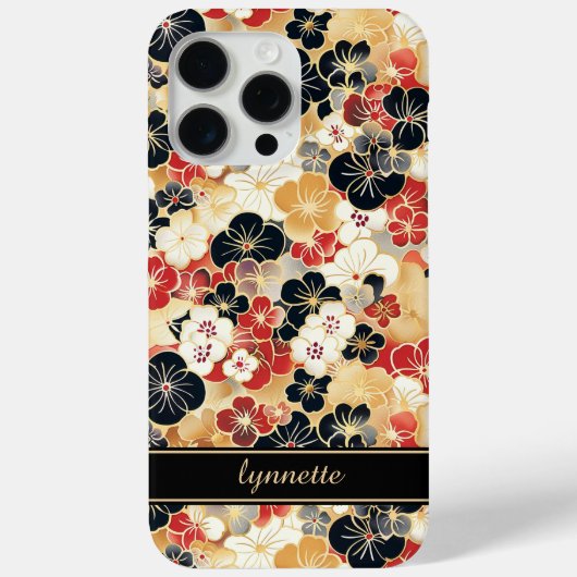 Japanese Gold Floral Pattern Monogrammed Case-Mate iPhoneケース (裏面)