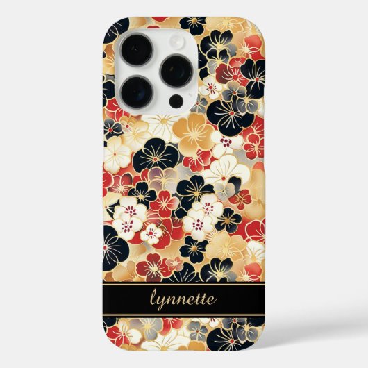Japanese Gold Floral Pattern Monogrammed Case-Mate iPhoneケース (裏面)