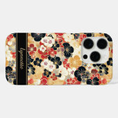 Japanese Gold Floral Pattern Monogrammed Case-Mate iPhoneケース (裏面 (横))