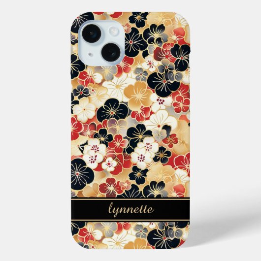 Japanese Gold Floral Pattern Monogrammed Case-Mate iPhoneケース (裏面)