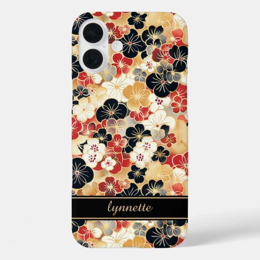 Japanese Gold Floral Pattern Monogrammed Case-Mate iPhoneケース (裏面)