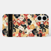 Japanese Gold Floral Pattern Monogrammed Case-Mate iPhoneケース (裏面 (横))