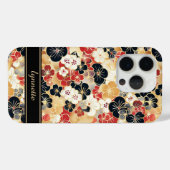 Japanese Gold Floral Pattern Monogrammed Case-Mate iPhoneケース (裏面 (横))