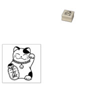 Japanese Good Luck Cat, Maneki Neko 1x1 ラバースタンプ (押印)