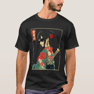 Japanese Gothic Samurai Art Woman With Katana Swor Tシャツ