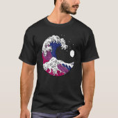 Japanese Great Wave Bisexual Pride LGBTQ Bi Flag B Tシャツ (正面)