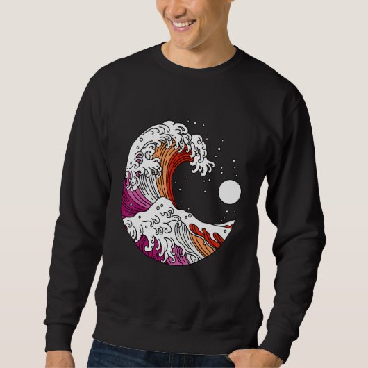 Japanese Great Wave Lesbian Pride Flag WlW Gay Gir スウェットシャツ (正面)