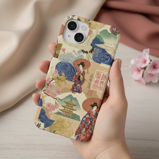 Japanese Green Anime Moodboard Art cartoon gift iPhone 15ケース
