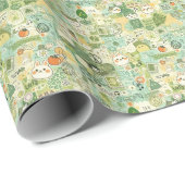 Japanese Green Anime Moodboard kawaii cartoon gift ラッピングペーパー (ロールコーナー)