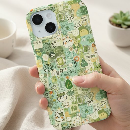 Japanese Green Anime Moodboard kawaii cartoon gift Case-Mate iPhoneケース