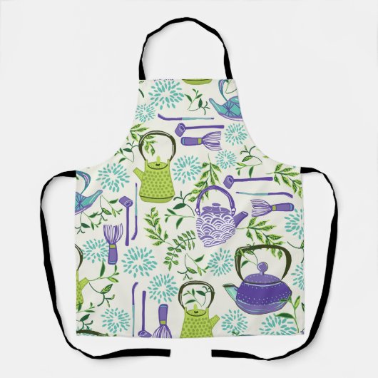 Japanese Green Teapot Design エプロン (正面)