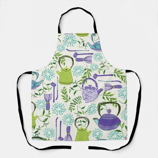Japanese Green Teapot Design エプロン (正面)
