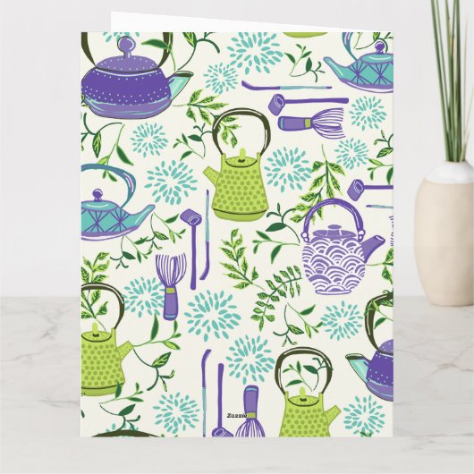 Japanese Green Teapot Design カード (裏面)