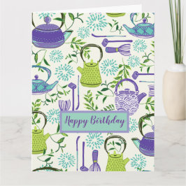 Japanese Green Teapot Design カード