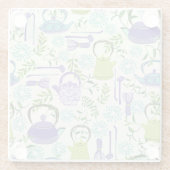 Japanese Green Teapot Design ガラスコースター (裏面)