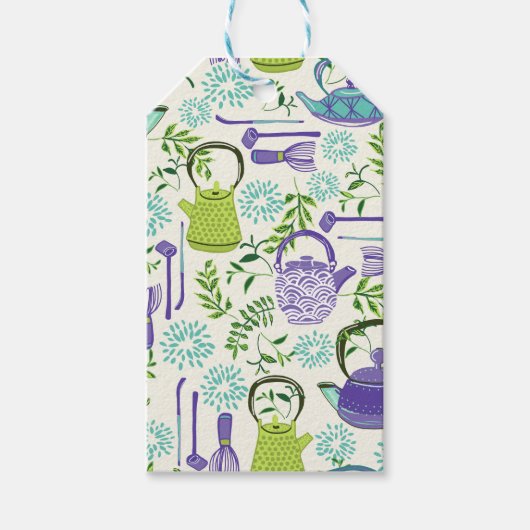 Japanese Green Teapot Design ギフトタグ (正面)