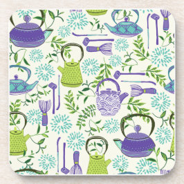 Japanese Green Teapot Design コースター