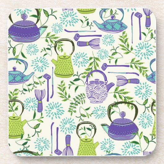 Japanese Green Teapot Design コースター (正面)