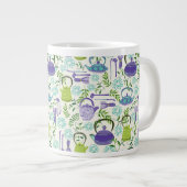 Japanese Green Teapot Design ジャンボコーヒーマグカップ (正面右)
