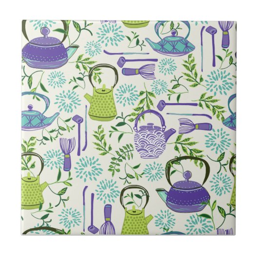 Japanese Green Teapot Design タイル (正面)