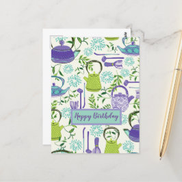 Japanese Green Teapot Design ポストカード