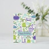 Japanese Green Teapot Design ポストカード (スタンド正面)