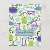 Japanese Green Teapot Design ポストカード (正面)