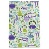 Japanese Green Teapot Design ミディアムペーパーバッグ (裏面)