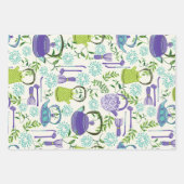 Japanese Green Teapot Design ラッピングペーパーシート (正面2)