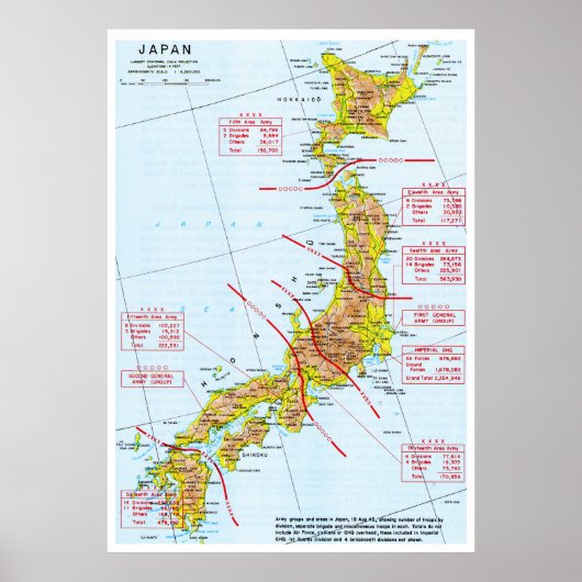 Japanese Ground Forces World War II Map in Japan ポスター (正面)